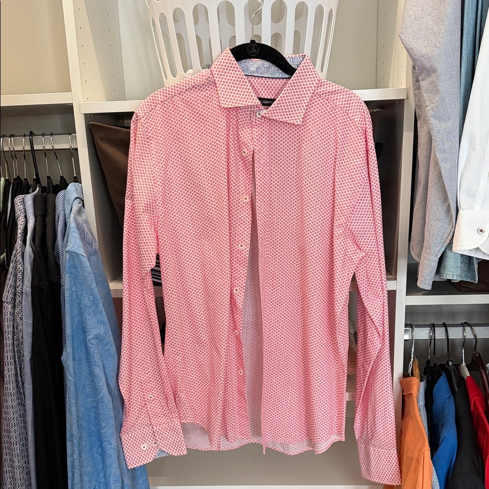 Bugatchi Pink Geometric Dress Shirt